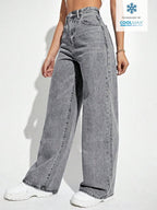 SHEIN ICON Casual Relaxed-Fit High-Waist Straight Leg Denim Jeans