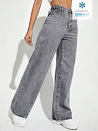 SHEIN ICON Casual Relaxed-Fit High-Waist Straight Leg Denim Jeans