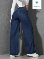 SHEIN ICON Casual Relaxed-Fit High-Waist Straight Leg Denim Jeans