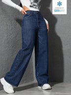 SHEIN ICON Casual Relaxed-Fit High-Waist Straight Leg Denim Jeans