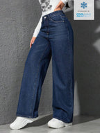 SHEIN ICON Casual Relaxed-Fit High-Waist Straight Leg Denim Jeans