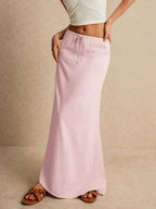 Poéselle Women's Skirt, Floor Length Maxi Skirt, Tie At Waist, Cute Skirt, Low Waist Skirt