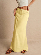 Poéselle Women's Skirt, Floor Length Maxi Skirt, Tie At Waist, Cute Skirt, Low Waist Skirt