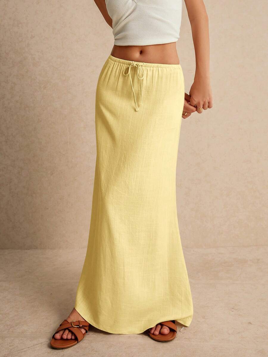 Poéselle Women's Skirt, Floor Length Maxi Skirt, Tie At Waist, Cute Skirt, Low Waist Skirt