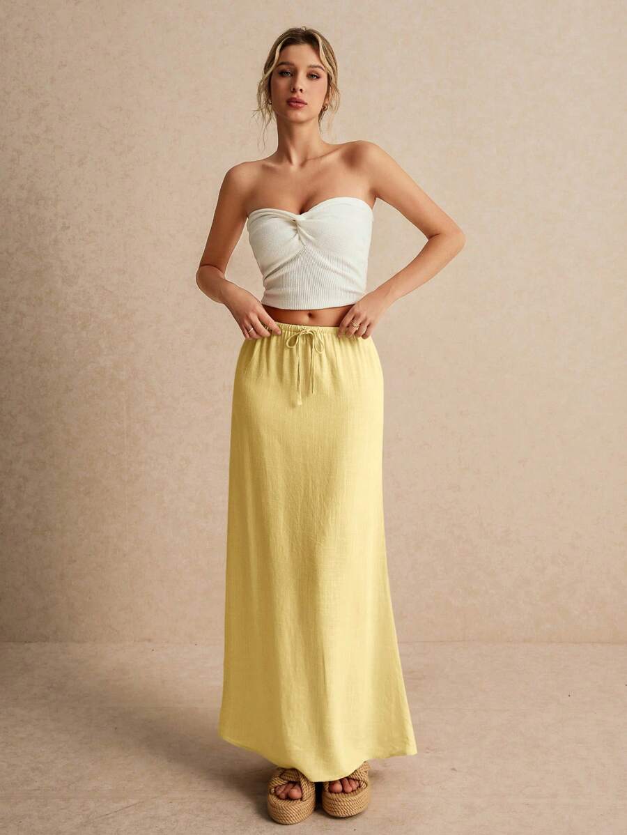 Poéselle Women's Skirt, Floor Length Maxi Skirt, Tie At Waist, Cute Skirt, Low Waist Skirt