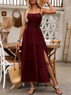 Breezaya Women's Holiday Pleated Cami Dress Maxi Vacation Beach Outfit