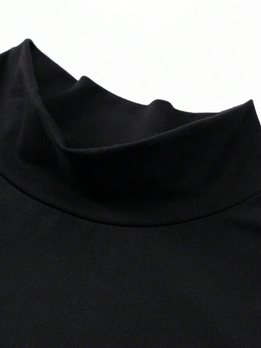 EARO Women's Long Slit Bodycon Dress, High-End Elegant Fashion Casual Versatile Layering Dress, TighRucheded Long Sleeve High Neck Knit Stretchy Mini Dress
