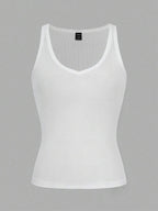 Chiquease Sexy Sleeveless Knitted Crop Top, Fitted Sports Camisole