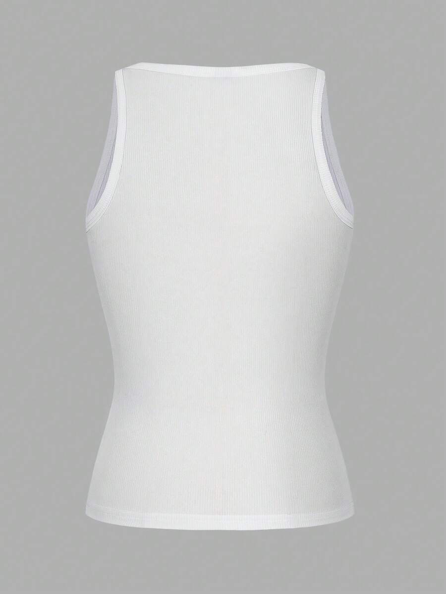 Chiquease Sexy Sleeveless Knitted Crop Top, Fitted Sports Camisole
