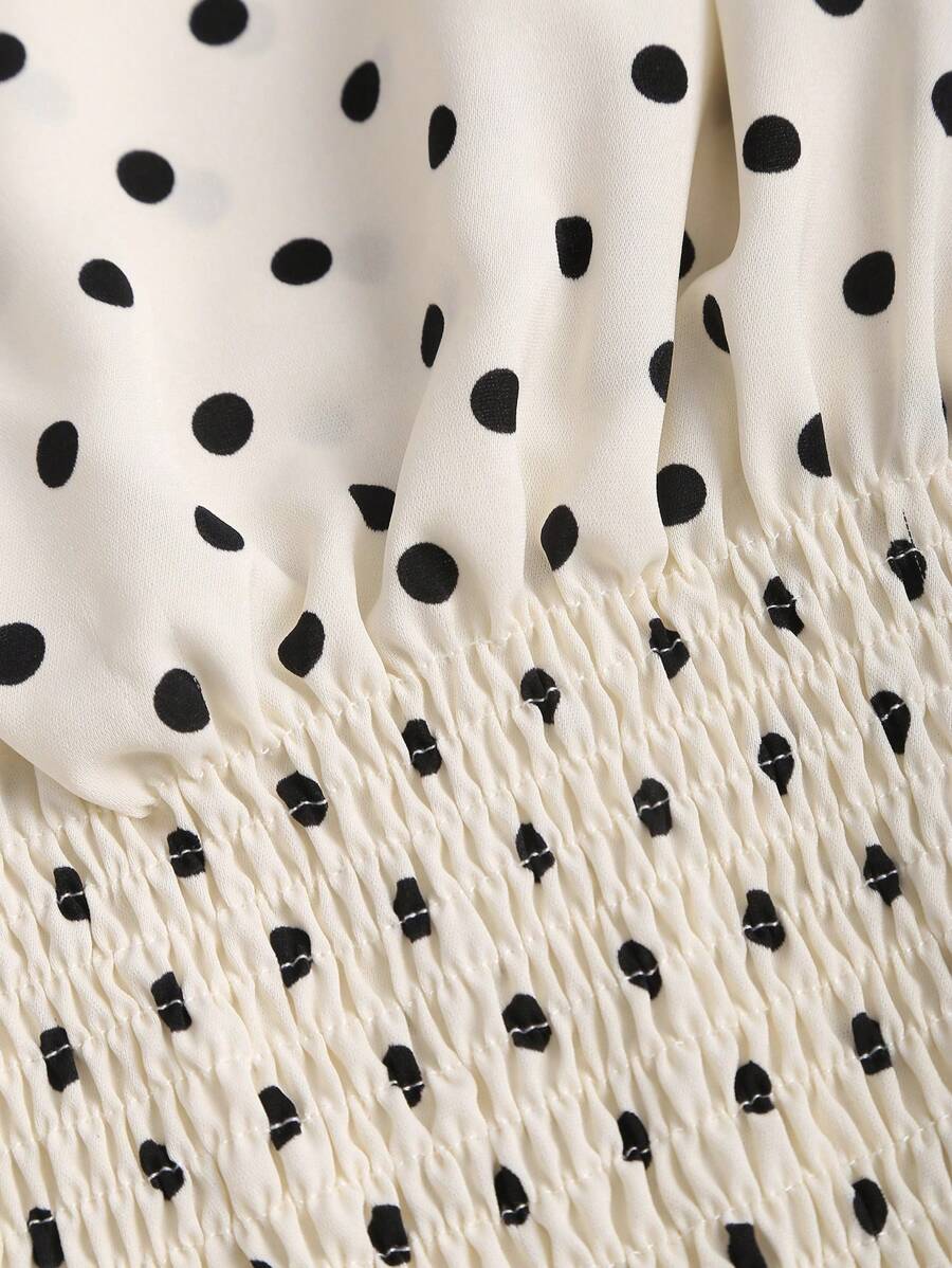 Sweetra Women's Elegant French Style Polka Dot Bow Shoulder Tie Waist Slim Fit Casual Versatile Tank Top, Spring/Summer