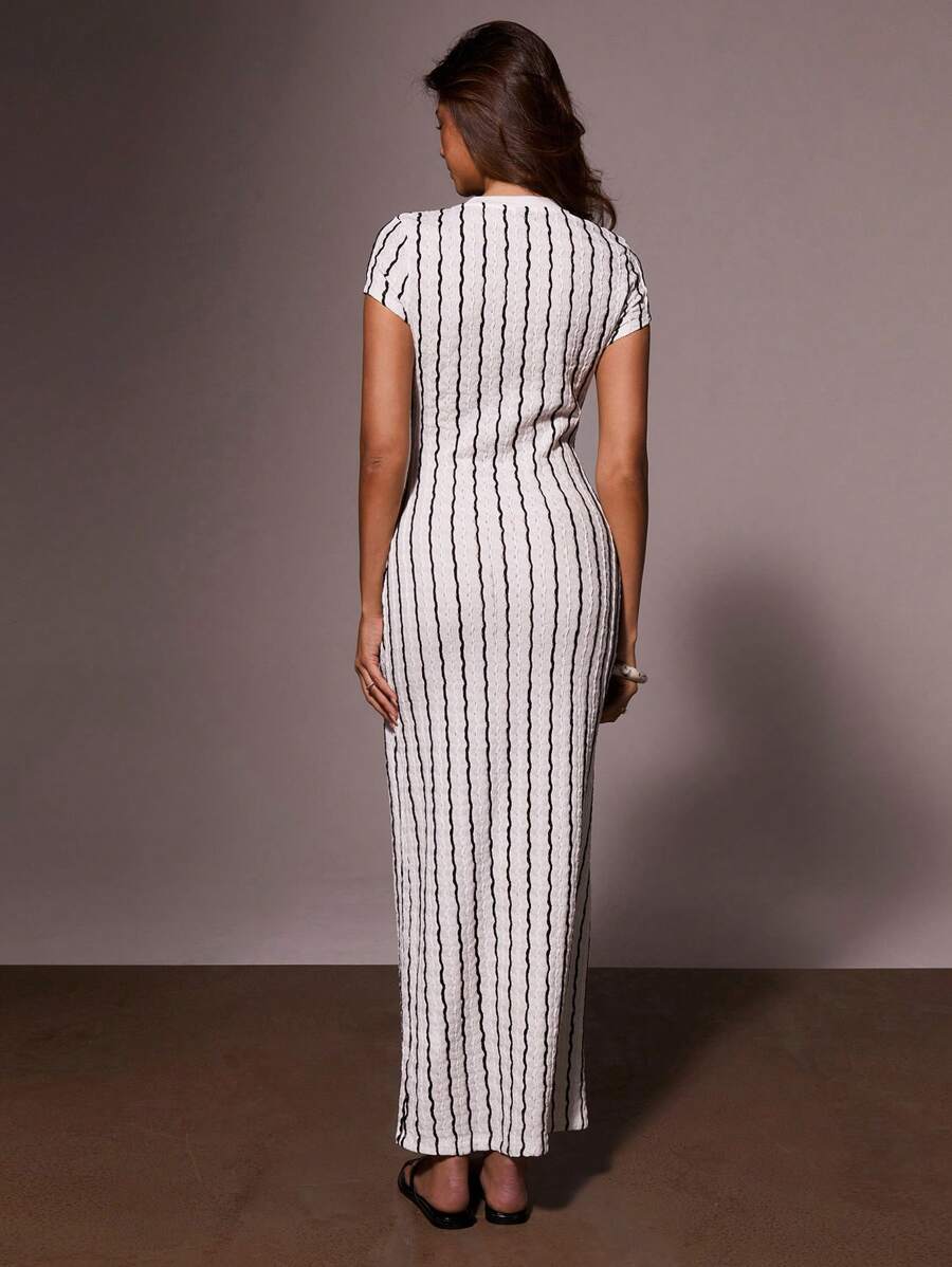 Athîral Women's Casual Striped Fitted Dress, Suitable For Vacation,Bodycon Dress