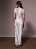 Athîral Women's Casual Striped Fitted Dress, Suitable For Vacation,Bodycon Dress