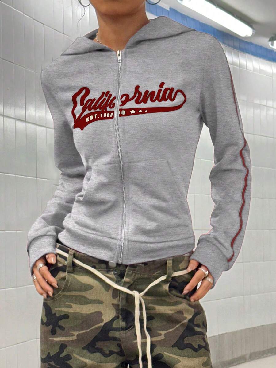 StreetHx Retro American Style Fitted Zip Up Hoodie Jacket For Women,Graduation,Teacher,Back To School Pullover Fall