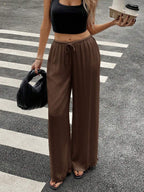 Siren Gaze Women Linen Low-Waist Straight Leg Casual Pants, Summer Holiday Style Business Casual Woman,Linen Pants Black