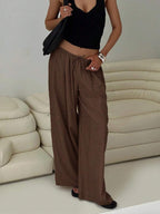 Siren Gaze Women Linen Low-Waist Straight Leg Casual Pants, Summer Holiday Style Business Casual Woman,Linen Pants Black