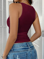 Chiquease Sexy Sleeveless Knitted Crop Top, Fitted Sports Camisole