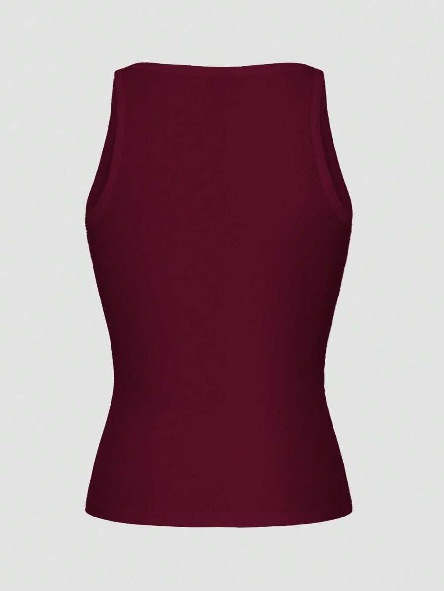 Chiquease Sexy Sleeveless Knitted Crop Top, Fitted Sports Camisole