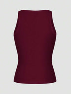 Chiquease Sexy Sleeveless Knitted Crop Top, Fitted Sports Camisole