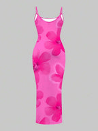 Slaydiva Casual Floral Print Camisole Bodycon Long Dress For Women, Summer Yellow Floral Bodycon Dress Yellow Summer Dress Bodycon Dress Women Yellow Dress Floral Print Bodycon Dress Suitable For Going Out Chic Dress