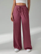 SHEIN Tall Women's Solid Color Belted Wide Leg Loose Casual Pants,Cargo Pants
