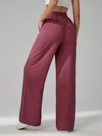 SHEIN Tall Women's Solid Color Belted Wide Leg Loose Casual Pants,Cargo Pants