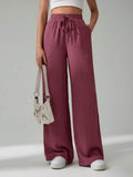SHEIN Tall Women's Solid Color Belted Wide Leg Loose Casual Pants,Cargo Pants
