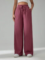 SHEIN Tall Women's Solid Color Belted Wide Leg Loose Casual Pants,Cargo Pants