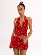 SHEIN BAE Women's Fashionable Sexy Multi-Layer Ruffle Hem Mini Skirt, Summer,Valentine's Day,Valentine Outfits For Women