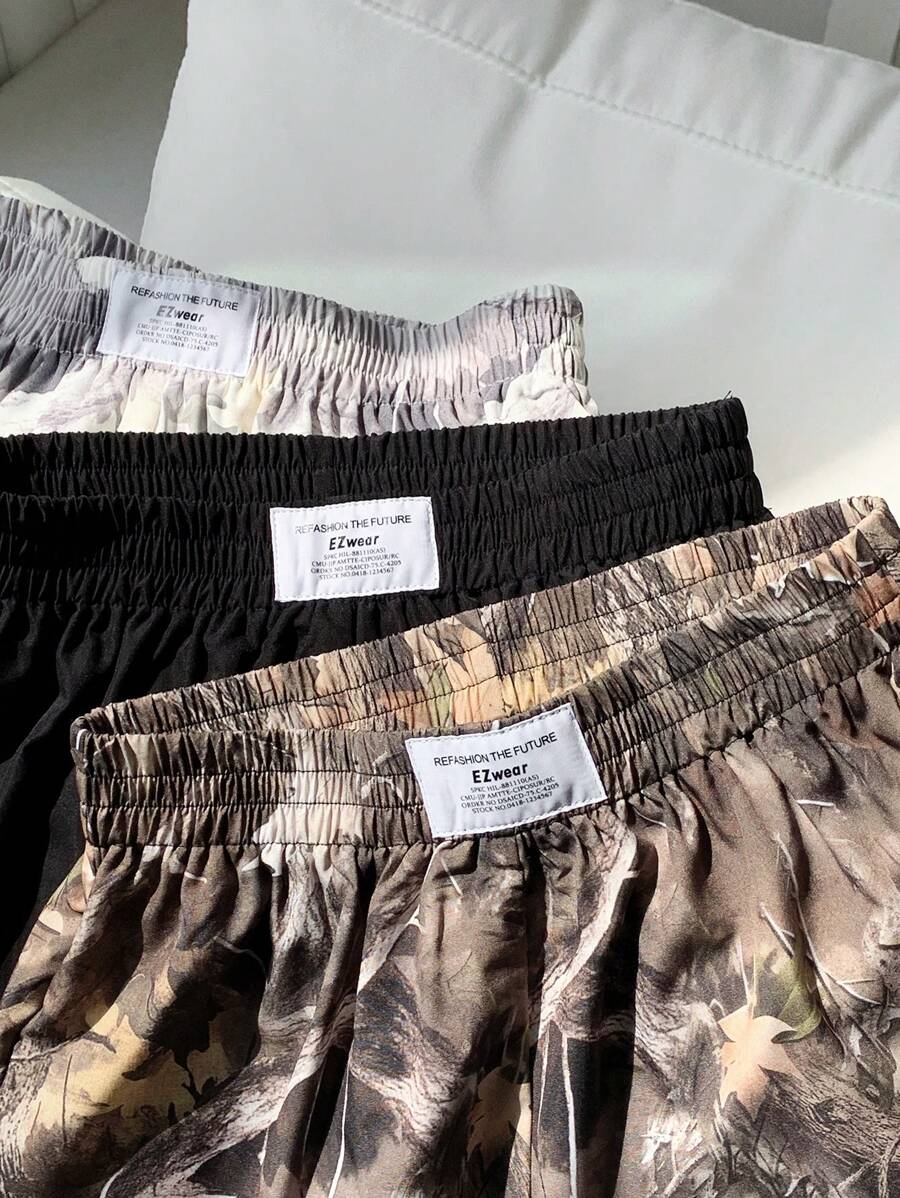 Comfortcana 3pcs Comfortable Women's Short Length Casual Shorts In Woven Fabric For Everyday Looks Shorts Pack Camo Print Shorts