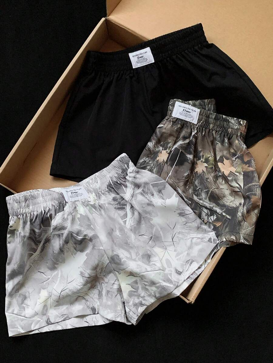 Comfortcana 3pcs Comfortable Women's Short Length Casual Shorts In Woven Fabric For Everyday Looks Shorts Pack Camo Print Shorts