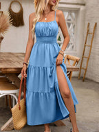 Breezaya Women's Holiday Pleated Cami Dress Maxi Vacation Beach Outfit