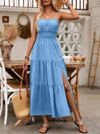 Breezaya Women's Holiday Pleated Cami Dress Maxi Vacation Beach Outfit