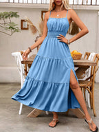 Breezaya Women's Holiday Pleated Cami Dress Maxi Vacation Beach Outfit