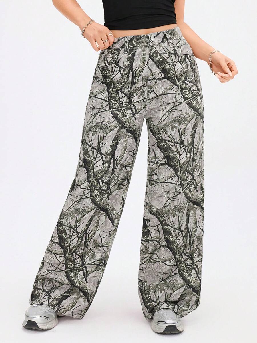 SHEIN ICON Casual Relaxed-Fit High-Waist Straight Leg Denim Jeans
