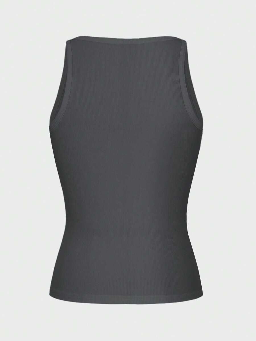 Chiquease Sexy Sleeveless Knitted Crop Top, Fitted Sports Camisole