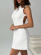 Easelle Women's Solid Color Backless Lace-Up Sleeveless Mini Summer Dress