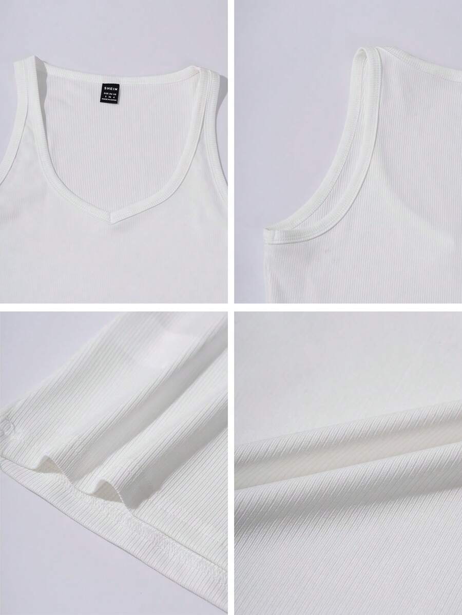Chiquease Sexy Sleeveless Knitted Crop Top, Fitted Sports Camisole
