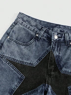 ROMWE Grunge Punk Women Star Low Waist Denim Shorts, School