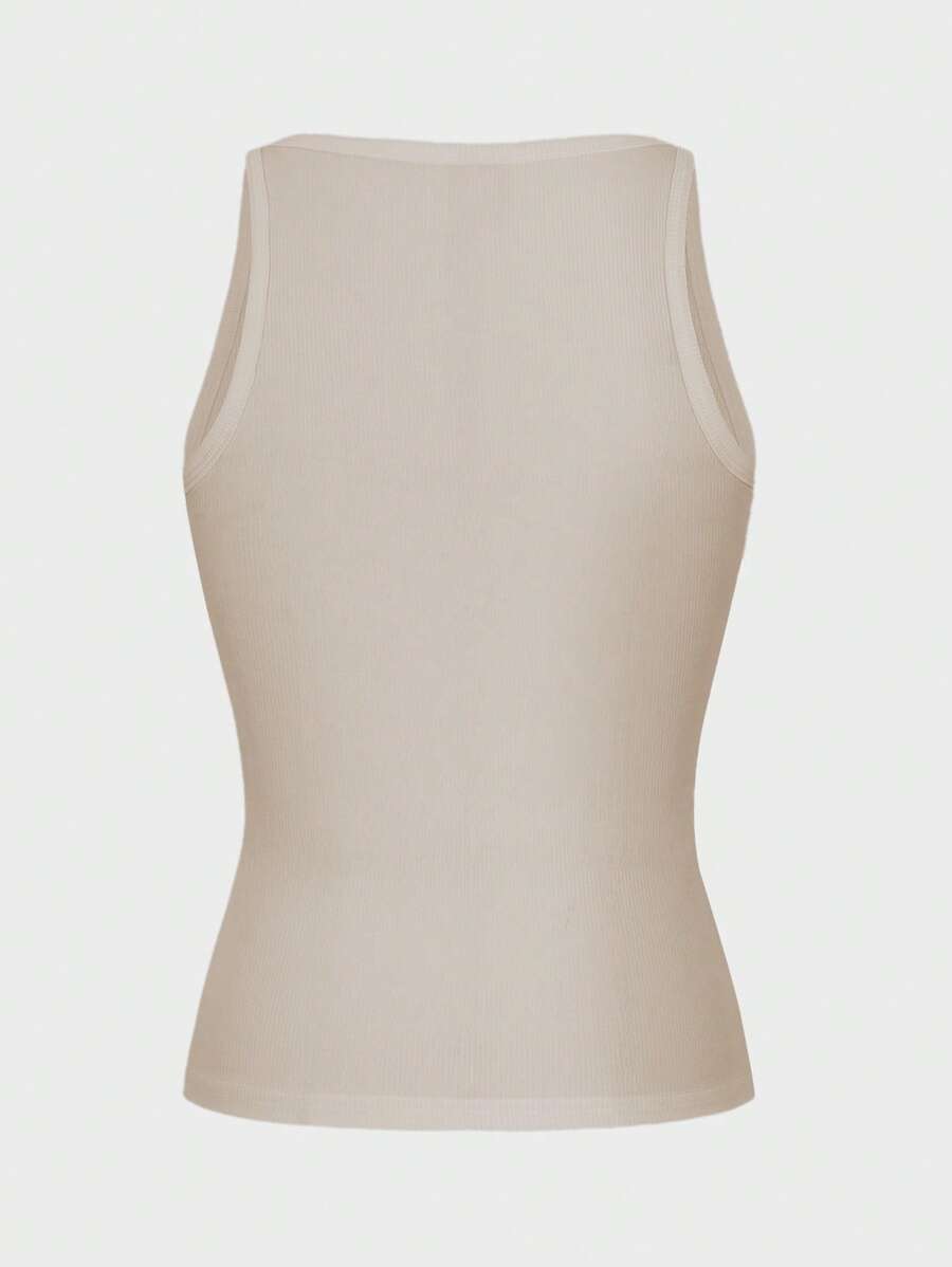 Chiquease Sexy Sleeveless Knitted Crop Top, Fitted Sports Camisole