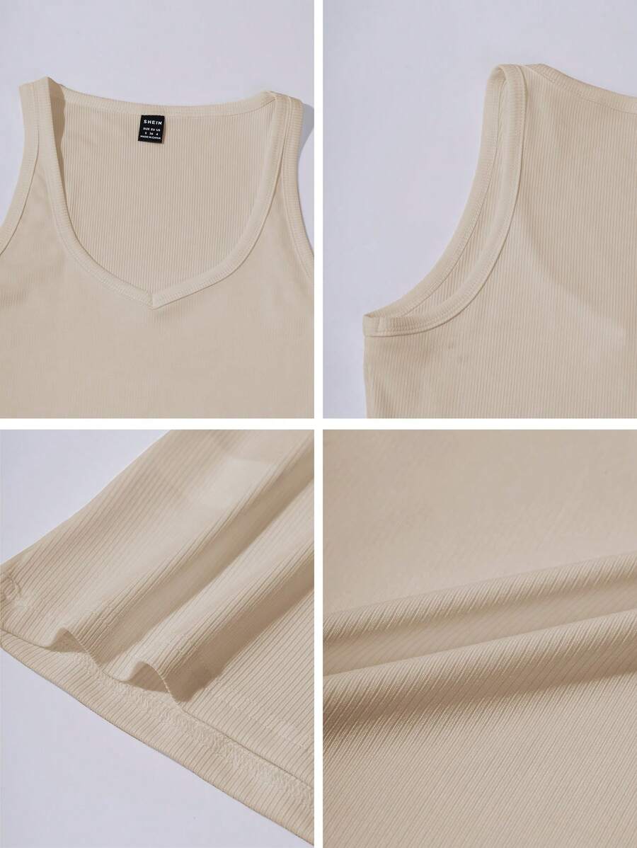 Chiquease Sexy Sleeveless Knitted Crop Top, Fitted Sports Camisole