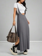 Coolane Women's Spring And Summer Vintage Going Out Date Night Sportswear Athleisure Basic Grey Midi Dress