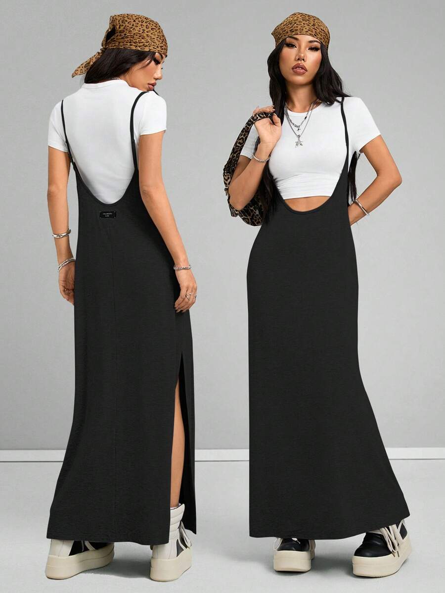 Coolane Women's Spring And Summer Vintage Going Out Date Night Sportswear Athleisure Basic Grey Midi Dress