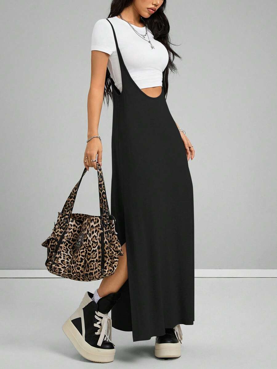 Coolane Women's Spring And Summer Vintage Going Out Date Night Sportswear Athleisure Basic Grey Midi Dress