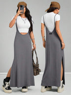 Coolane Women's Spring And Summer Vintage Going Out Date Night Sportswear Athleisure Basic Grey Midi Dress