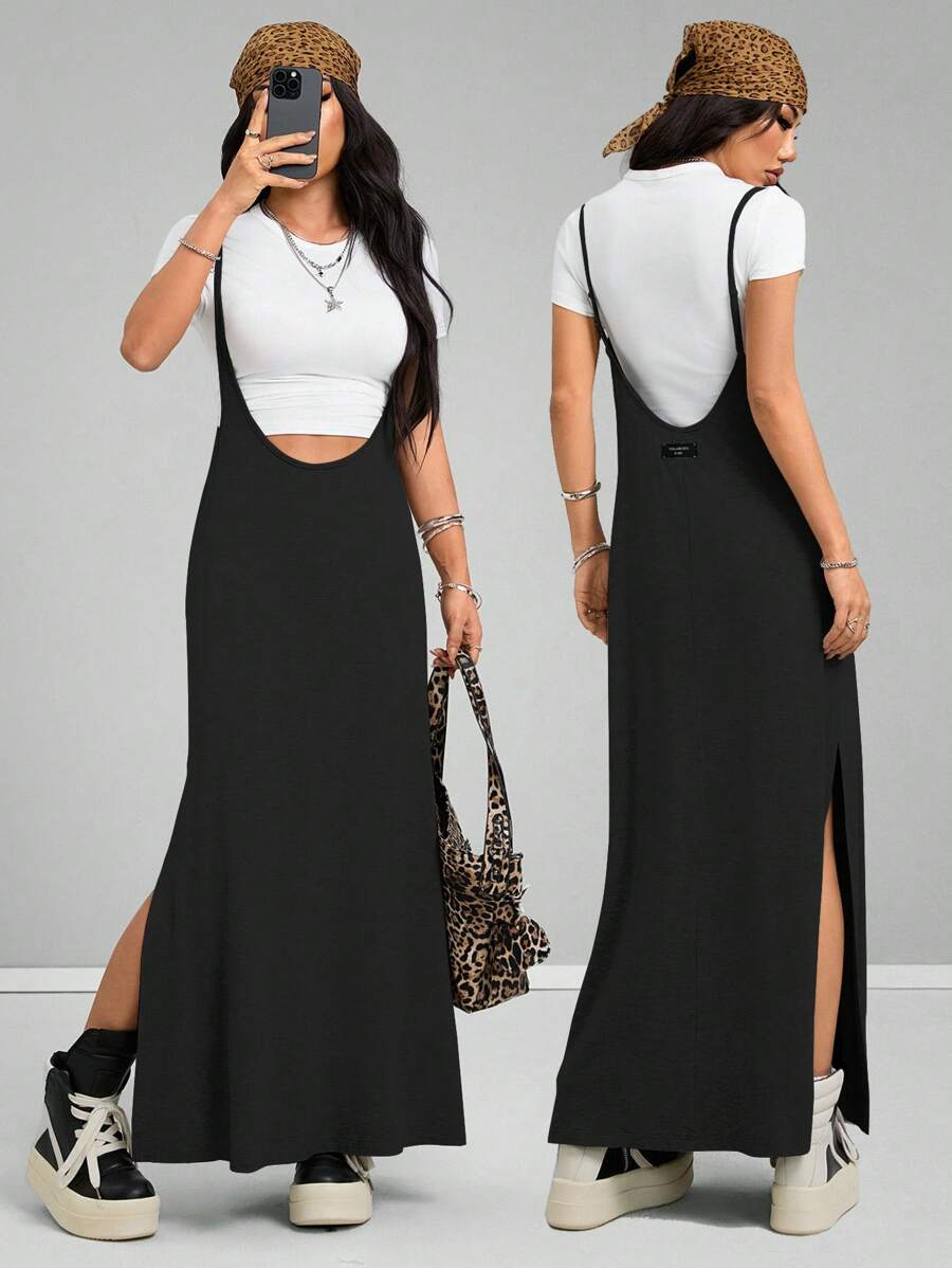 Coolane Women's Spring And Summer Vintage Going Out Date Night Sportswear Athleisure Basic Grey Midi Dress