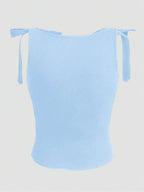 GlowEve Women's Summer Tank Top, Black, Round Neck, Sleeveless, Tie Shoulder Design, Slim Fit, Versatile & Fashionable