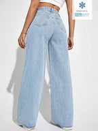 SHEIN ICON Casual Relaxed-Fit High-Waist Straight Leg Denim Jeans