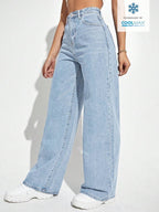SHEIN ICON Casual Relaxed-Fit High-Waist Straight Leg Denim Jeans