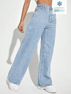 SHEIN ICON Casual Relaxed-Fit High-Waist Straight Leg Denim Jeans