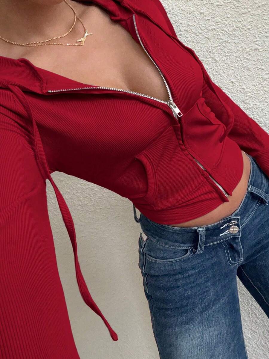 Plus Size Women Solid Color Fitted Hooded Lightweight Jacket Fall Winter Cloth For Women Autumn